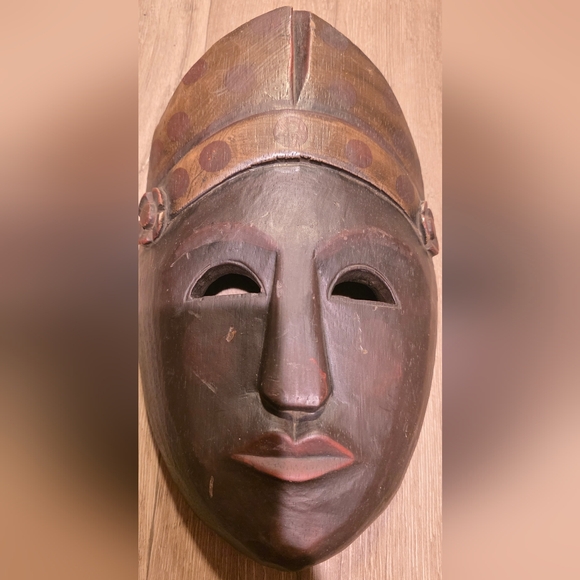 Handcrafted Brown Wooden Mask - Picture 2 of 8